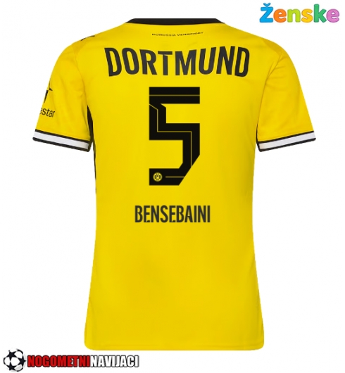 Ženske Nogometnih dresov Borussia Dortmund Ramy Bensebaini #5 Domači 2026-27 Kratki rokavi Ženske Nogometnih dresov Borussia Dortmund Ramy Bensebaini #5 Domači 2026-27 Kratki rokavi
